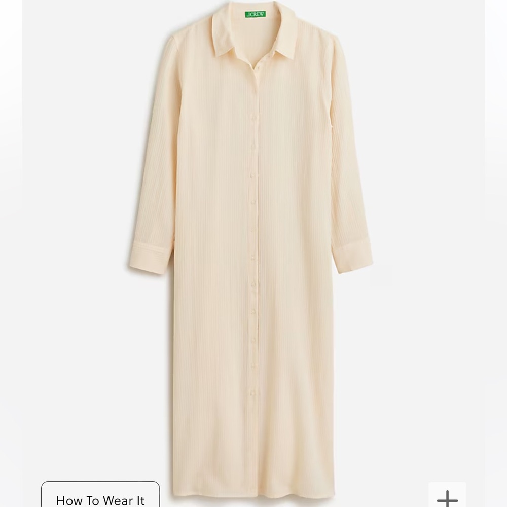 J. Crew Cream Long Sleeve Button-Down Maxi Dress